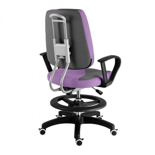 Detská rastúca stolička s podnožou BAMBINO S – látka, šedo-fialová