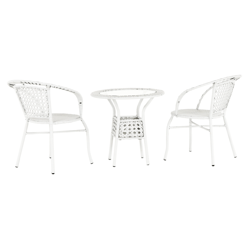 Zahradní set JENAR 1 + 2 – umělý ratan, bílá Kondela