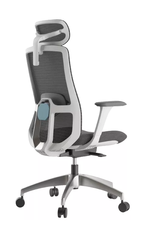 Ergonomická kancelárska stolička WISDOM s opierkou hlavy — sieťovina, sivý plast, nosnosť 120 kg, svetlo sivá Mercury star