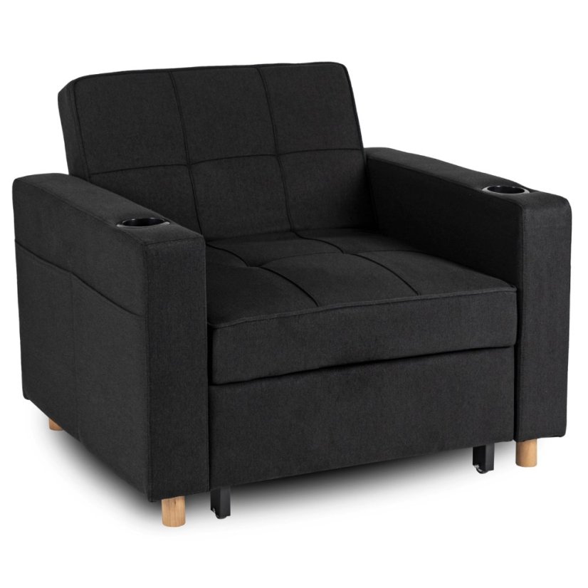 Elegantné ergonomické kreslo SOLOR v čiernej farbe - s držiakom na pitie