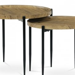 Set konferenčných stolíkov BRENO — kov, MDF, dekor divoký dub