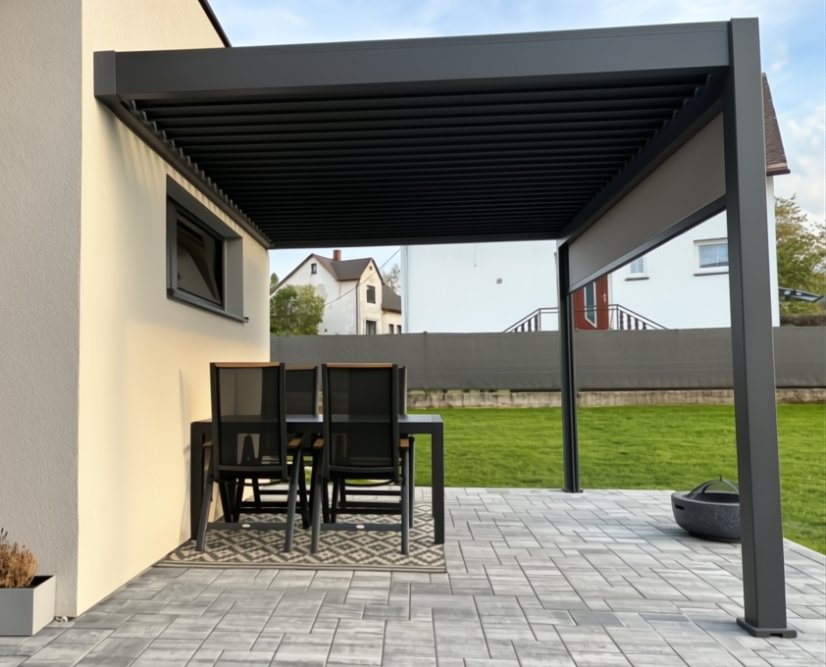 Bioklimatická pergola INTRO PLUS 4x3 m, hliník - do stěny
