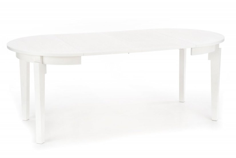 Jídelní kulatý rozkládací stůl SORBUS – 100x100x77 (+100) dřevo, bílá Halmar