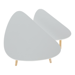 Sada konferenčných stolíkov BISMAK — bambus, biela / prírodná