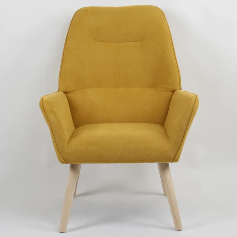 Relaxačné kreslo TOMBI — masív, látka, žltá