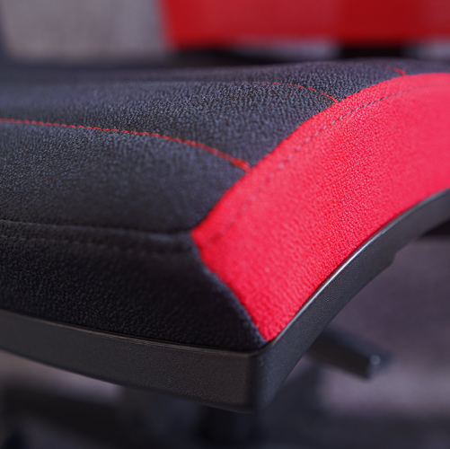 Ergonomická židle v herním designu Warhouse BATTLE RED – látka, červená/černá, nosnost 130 kg