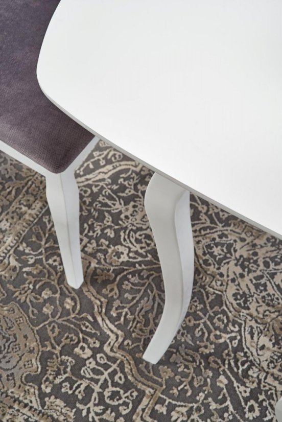 Jídelní židle BAROCK – masiv, látka, bílá/šedá Halmar