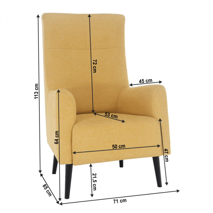 Křeslo ušák SAMY — masiv, látka, více barev