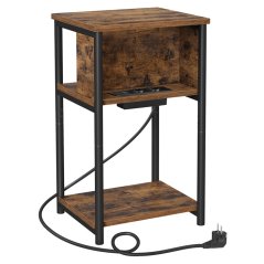 Industriální odkládací stolek FORGE s USB a zásuvkou – MDF, 30x34x58cm Autronic