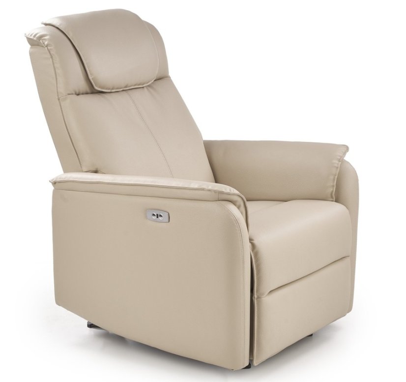 Relaxační křeslo PARADISE  s elektrickým polohováním – ekokůže, krémová Halmar
