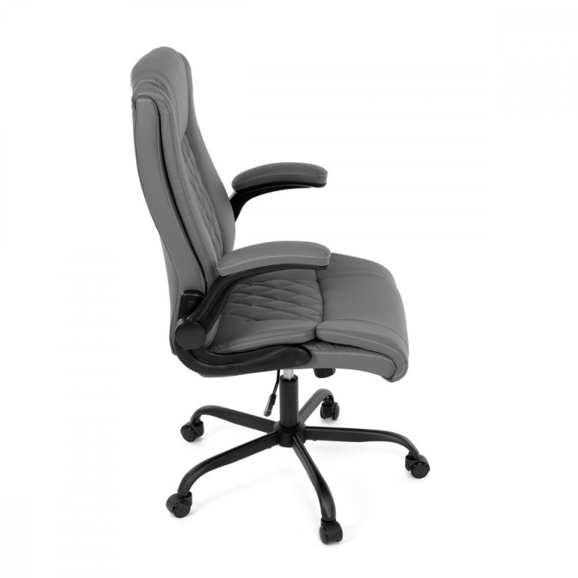 Kancelárske kreslo CYRUS — kov, ekokoža, siva