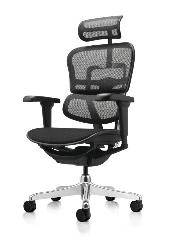 Kancelárska ergonomická stolička SIRIUS NEO – operadlo sieť, čalúnený sedák, čierna