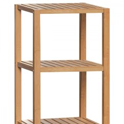 Regál, 5 políc, masív bambus, prírodný odtieň, nosnosť 15 kg