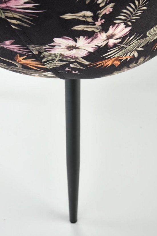 Jedálenské kreslo AGNES — kov, látka, čierna / vzor