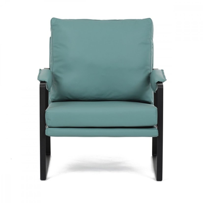 Dizajnové kreslo TUVIN — kov, ekokoža, modrá