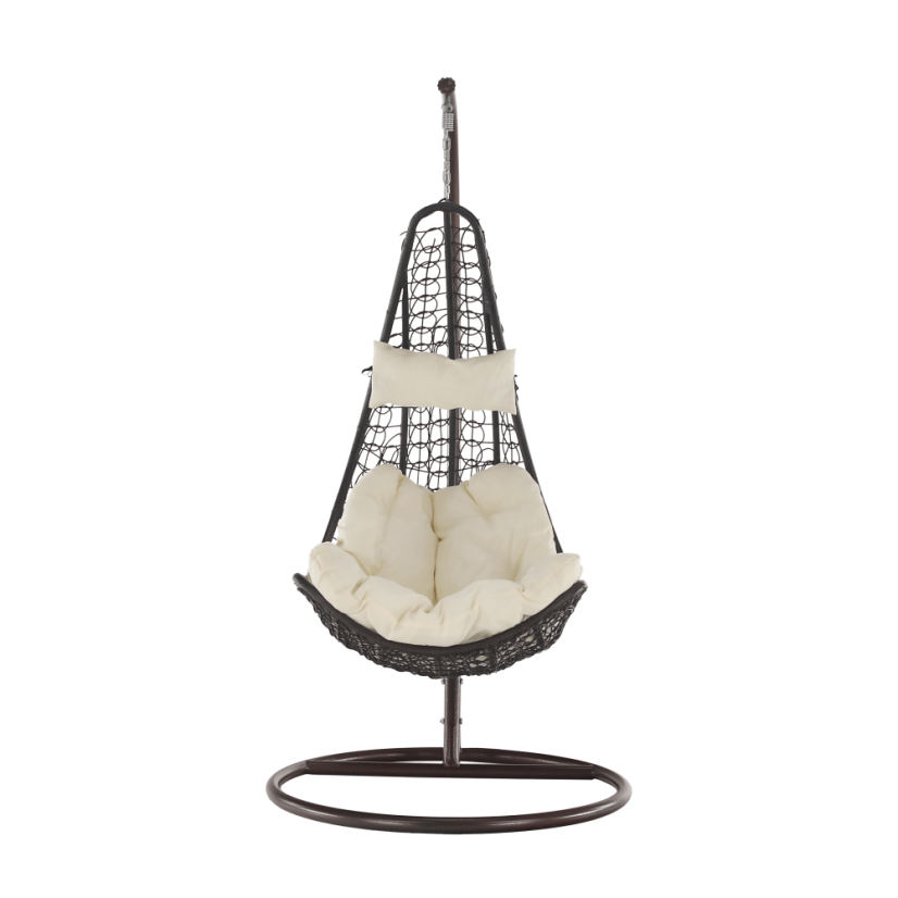 Závěsné křeslo KALEA — hnědá, krémová látka, nosnost 130 kg Kondela