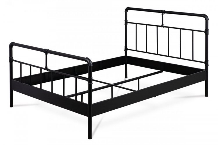 Dvoulůžková postel ELLA –⁠ 140x200, kov, černá matná