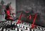 Herní židle BERKEL – ekokůže, látka, černá / červená