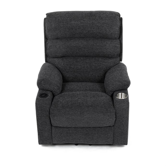 Relaxační křeslo s elektrickým polohováním HOMER - látka, šedá
