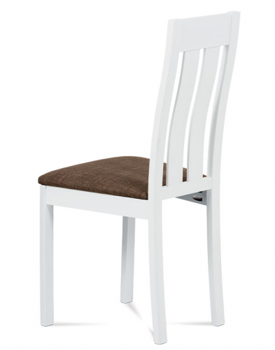 Jedálenská drevená stolička DADO - masív buk, biela, hnedý poťah