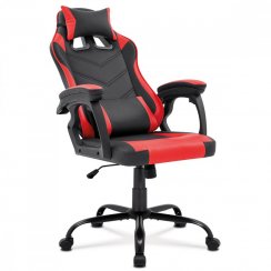 Herná stolička RACER PRO – ekokoža, červená/čierna