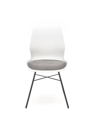 Jedálenská stolička MIKA - plast, oceľ, látka, biela