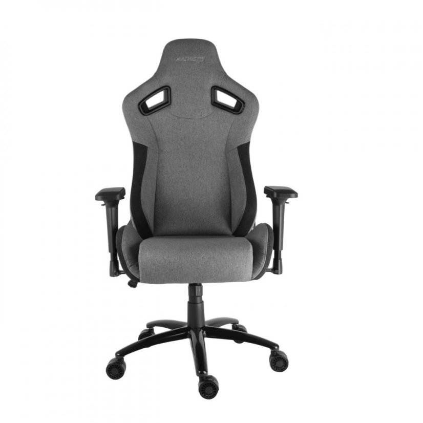 Herní židle IRON XXL — látka, černá / šedá, nosnost 140 kg