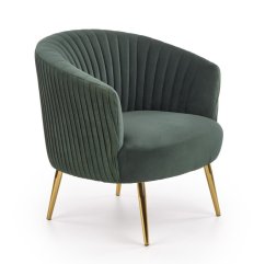 Designové křeslo CROWN — kov, látka, zelená Halmar