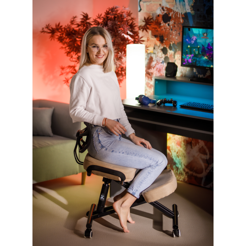 Ergonomická kľakačka RUFUS – Béžová/Čierna látka - Farba: Béžová