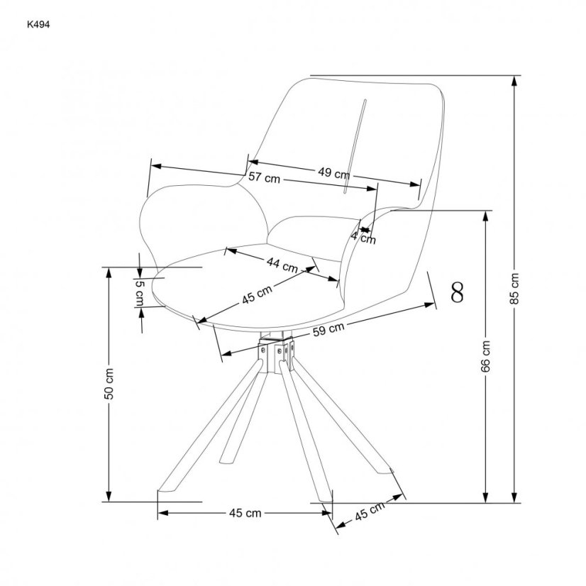 Otočné kreslo MARGE — oceľ, látka, ekokoža