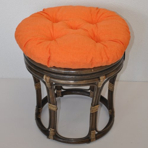 Taburet PANTAS — ratan, hnědá / více barev - Čalounění taburetu PANTAS: Oranžový melír
