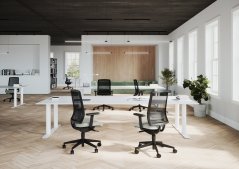 Kancelárska stolička LYRA Air s podrúčkami – synchronný mechanika, sieťovina, čierna LD Seating