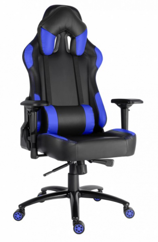 Herní židle RACING ZK-012 XL — PU kůže, černá / modrá, nosnost 130 kg