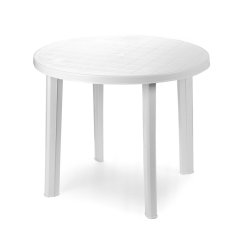 Zahradní kulatý stolek DON — bílá, plast, 90 cm Bibl