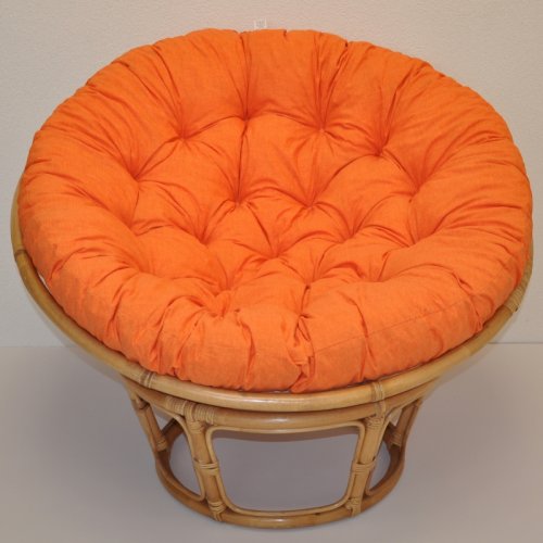 Relaxační papasan DEMETRIA — ⌀100 cm, ratan, látka, medová / více barev - Barevné varianty DEMETRIA: Oranžový melír