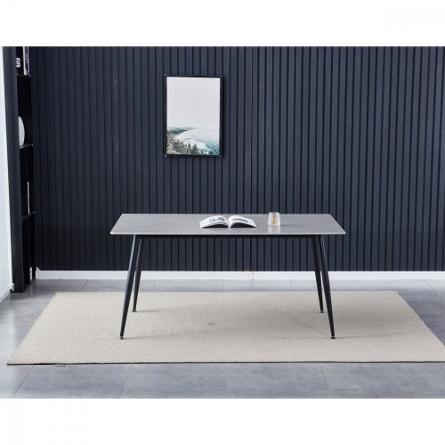 Jídelní stůl ARLO — 160x90x76 cm, keramika, kov, dekor šedý mramor