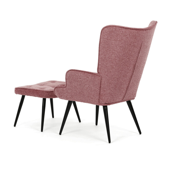 Luxusní relaxační křeslo NUVOLA s taburetem –  vodoodpudivá, sametová, růžová látka Autronic