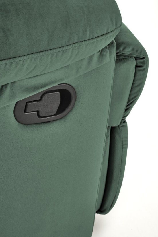 DRAGER zamatové relaxačné kreslo tmavo zelené