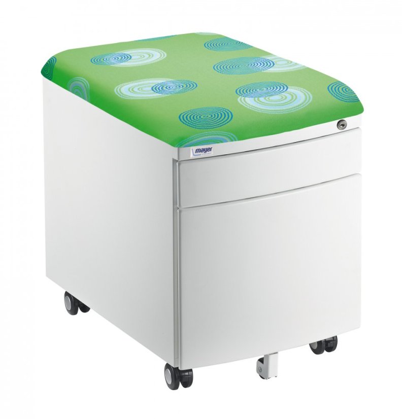 Pojízdný kontejner Mayer 32W8 26 093 — bílý, zelené čalounění Mayer