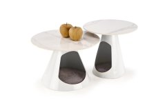 Sada konferenčných stolíkov OSARIO — biely mramor, biely kov