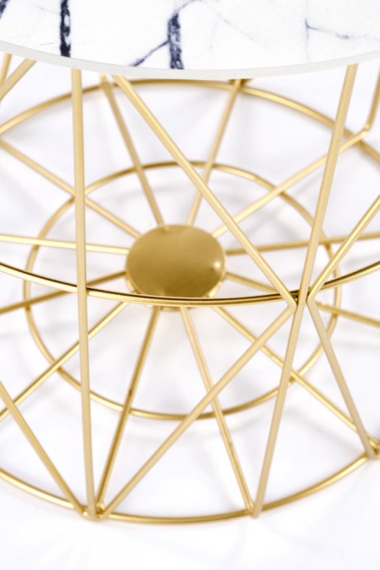 Konferenčný stolík HARISSA — kov, zlatá / biela