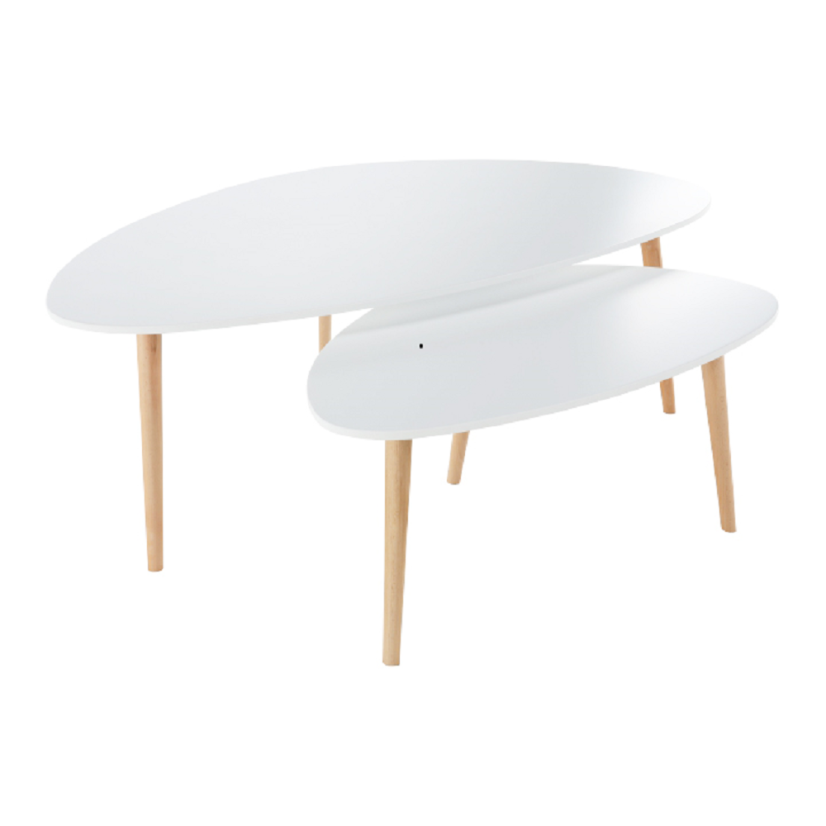 Set konferenčných stolíkov FOLKO — biela / buk