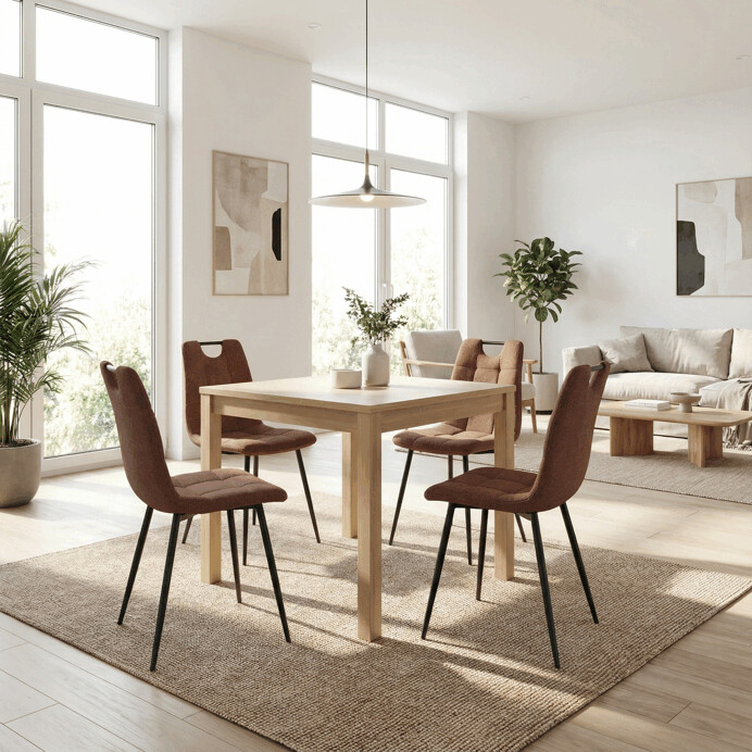 Jídelní židle FORMA – hnědá látka, černé kovové nohy Autronic