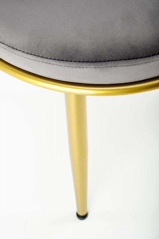 Jedálenské kreslo RIOLA — oceľ, látka, zlatá / šedá