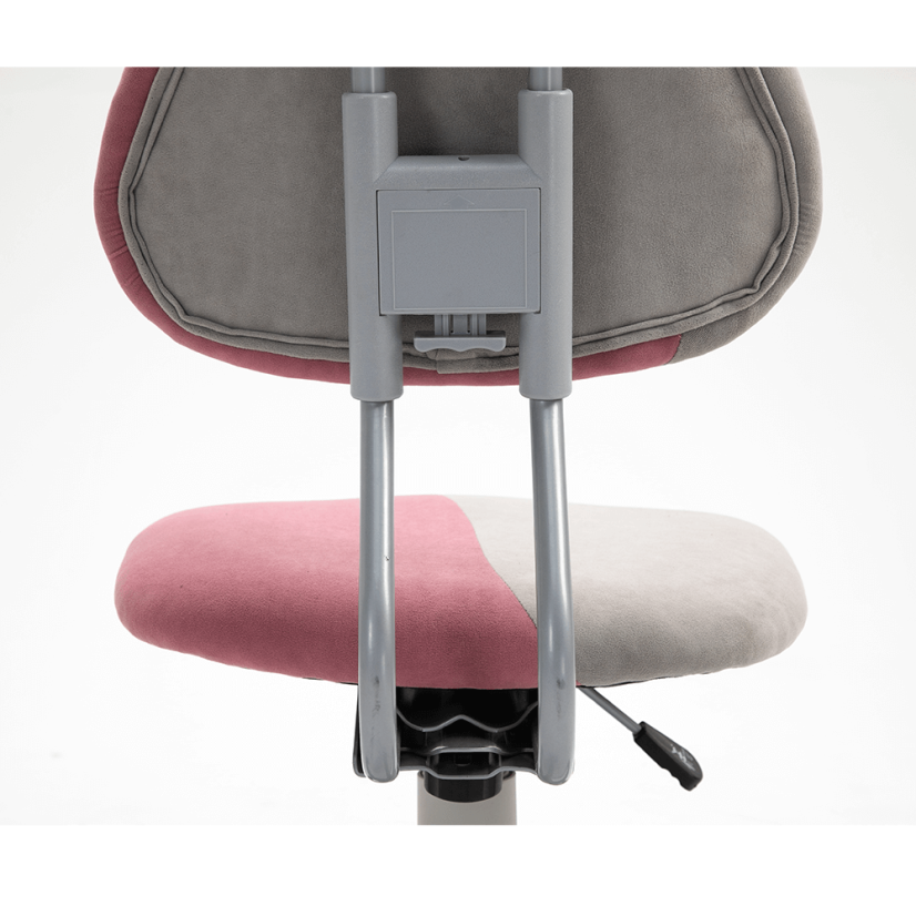 Detská rastúca stolička RAIDON – látka, plast, sivá / ružová