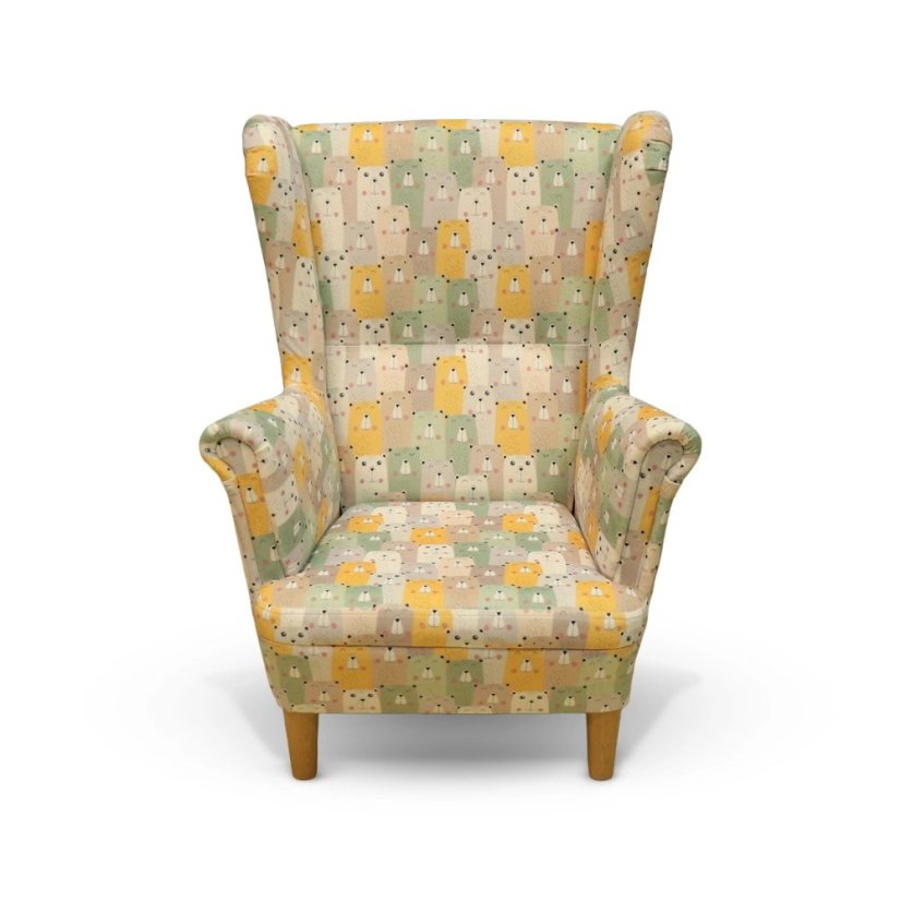 Detské kreslo ušiak VISBY JUNIOR - masív, látka, teddy