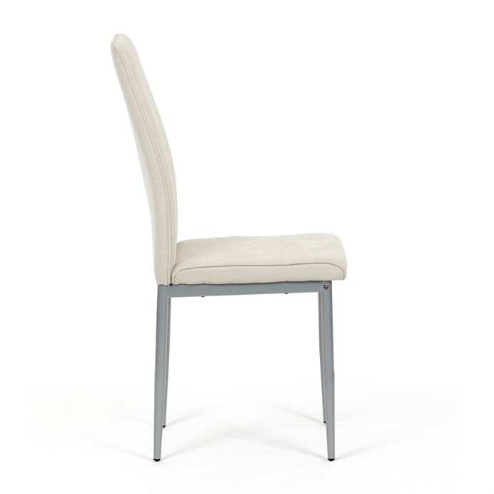 Elegantná jedálenská stolička LENA Autronic s krémovou látkou a sivými nohami
