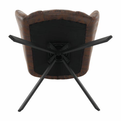 Designové otočné relaxační křeslo KOMODO — kov, látka s efektem broušené kůže, hnědá/černá