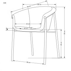 Jedálenské kresielko BESSY — kov s dekórom dreva, látka šedá
