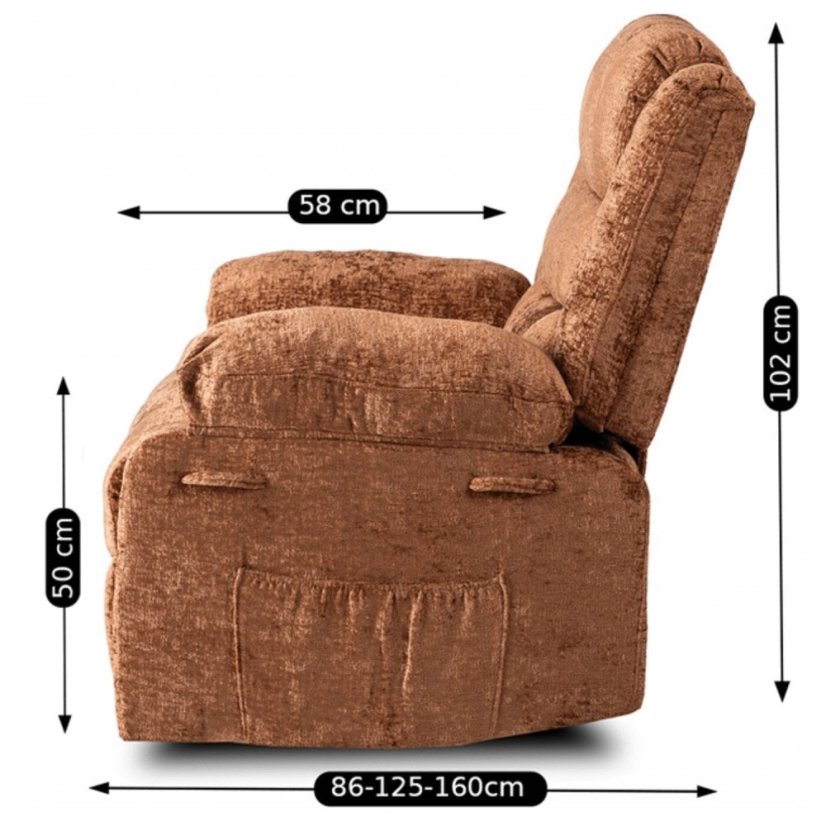 Luxusné sametové kreslo ARTURO v elegantnej zrzavej farbe